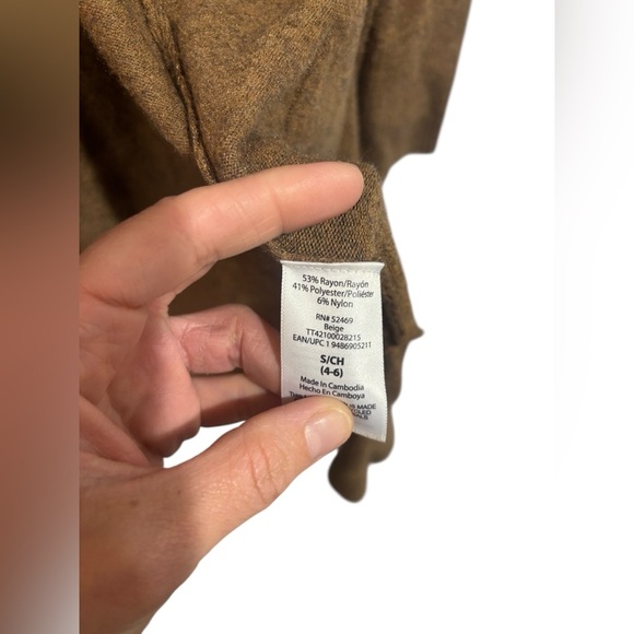 Time And Tru Open Front Duster Cardigan With Pockets Size S (4-6)Camel Heathered - Picture 7 of 11